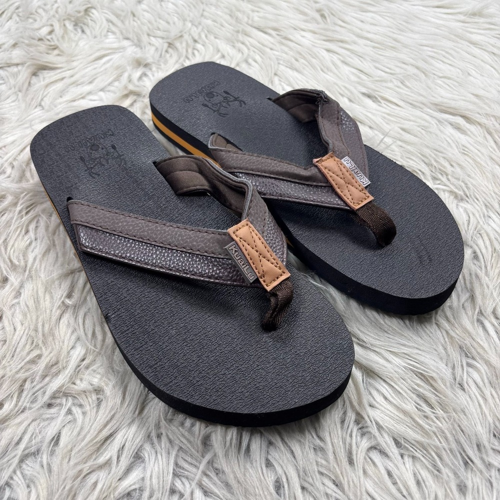 NWOT Kuailu Men's 41 US 8 Women's 10 Recovery Flip Flops Comfort Brown Black